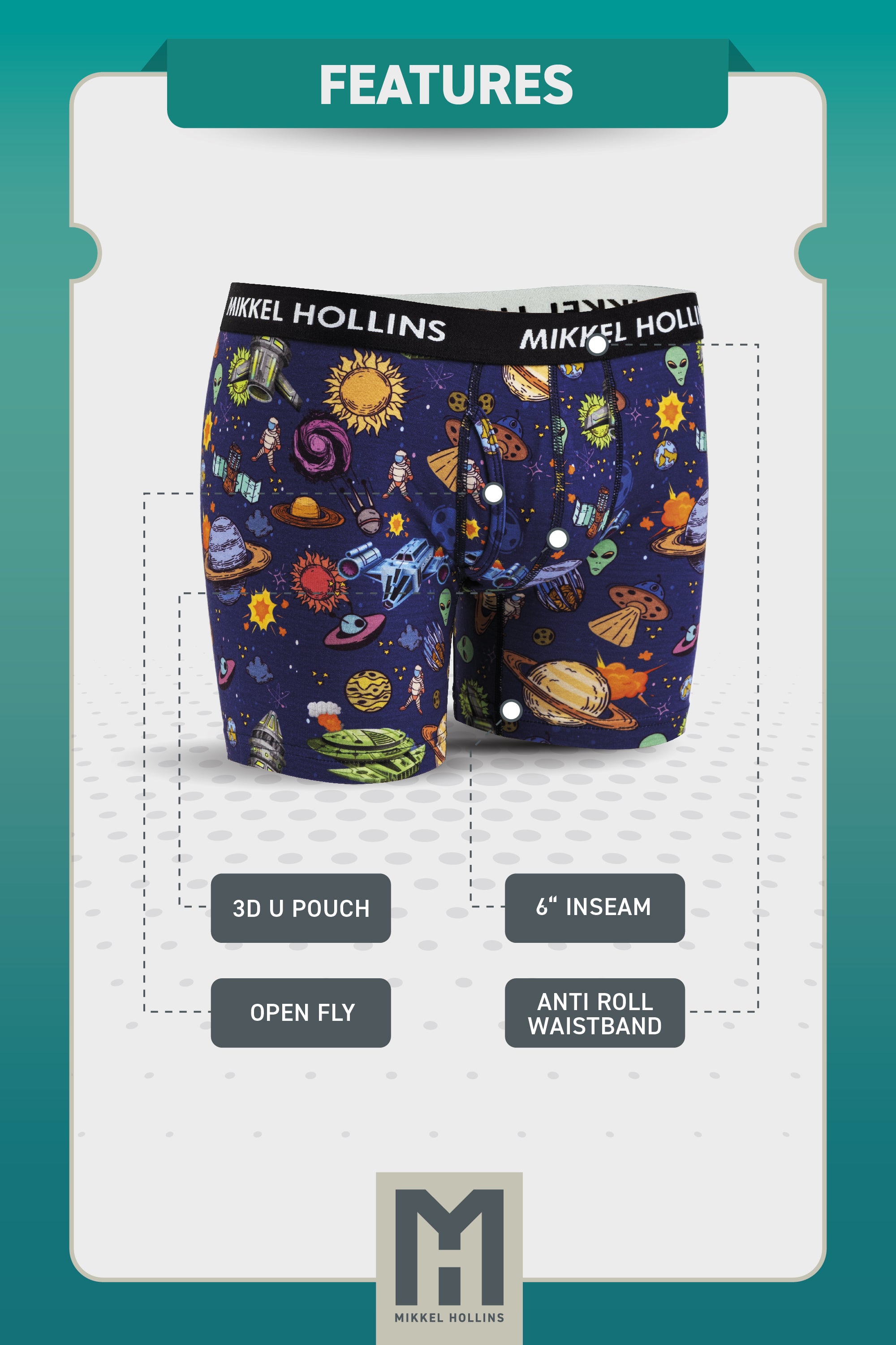Mens Boxer Brief With Fly - Space Wars